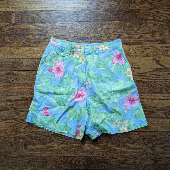 Lauren Ralph Lauren Pants - Lauren Ralph Lauren Hawaiian tropical linen high wasted Bermuda shorts